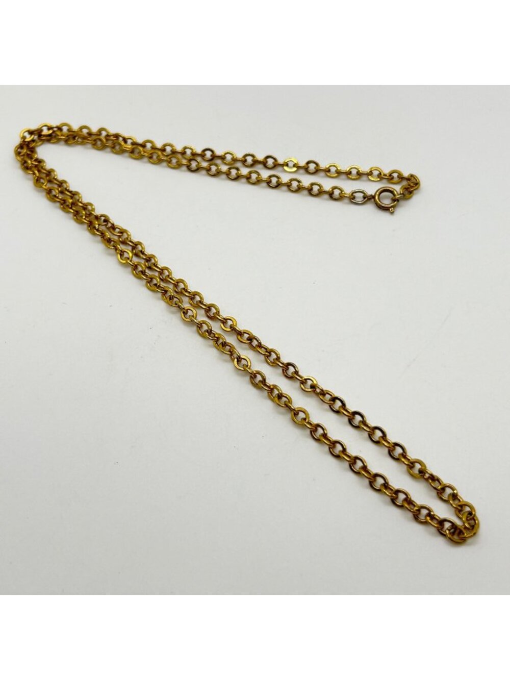 Vintage Gold Tone Rolo Link Chain Necklace 24" Round Links Spring Ring Clasp 24"